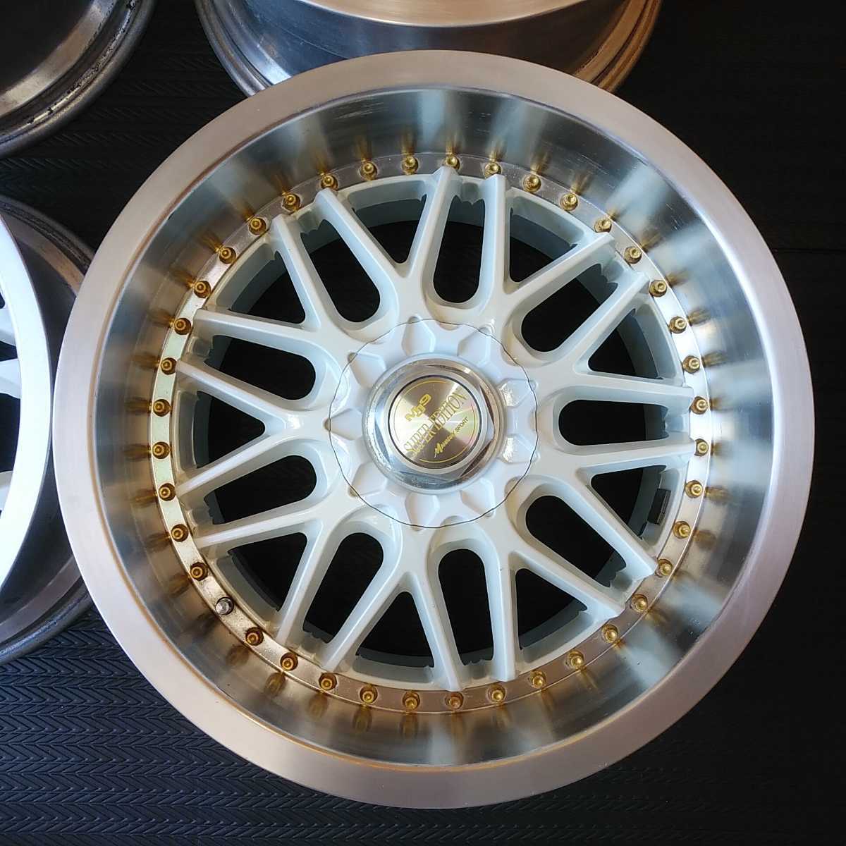 MANARAY MJ9☆ 9.5J +40 8.5J +40 pcd114.3/100/5H/マルチ 深リム 白  