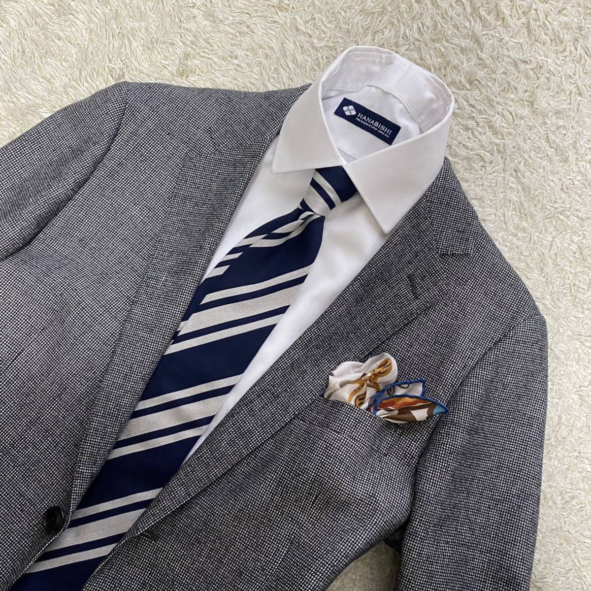 GREEN LABEL RELAXING 定価5万円位　フランネルスーツ　M位 label 定価5万円◇green relaxing◇ウールセットアップスーツ ネイビー BEAMS リラクシングのメンズの