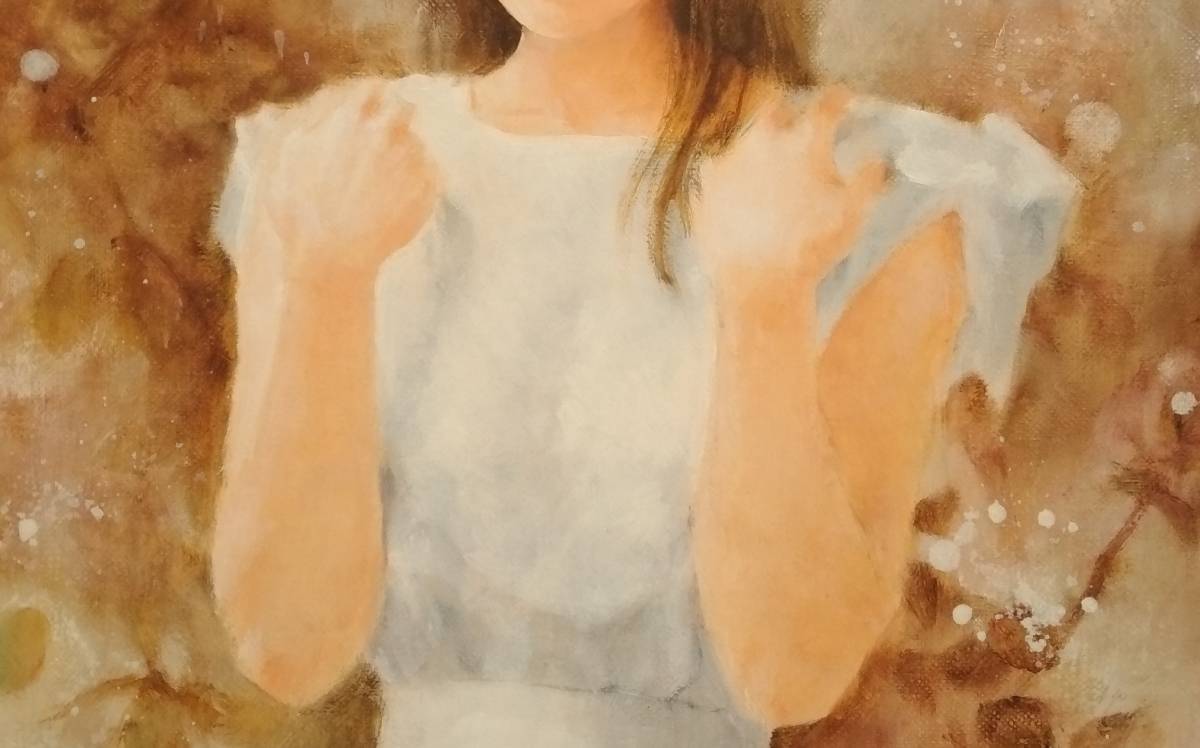 黒川達也 真作 大作 「風蝶草」F20 油彩画 宮永岳彦師事 額付き