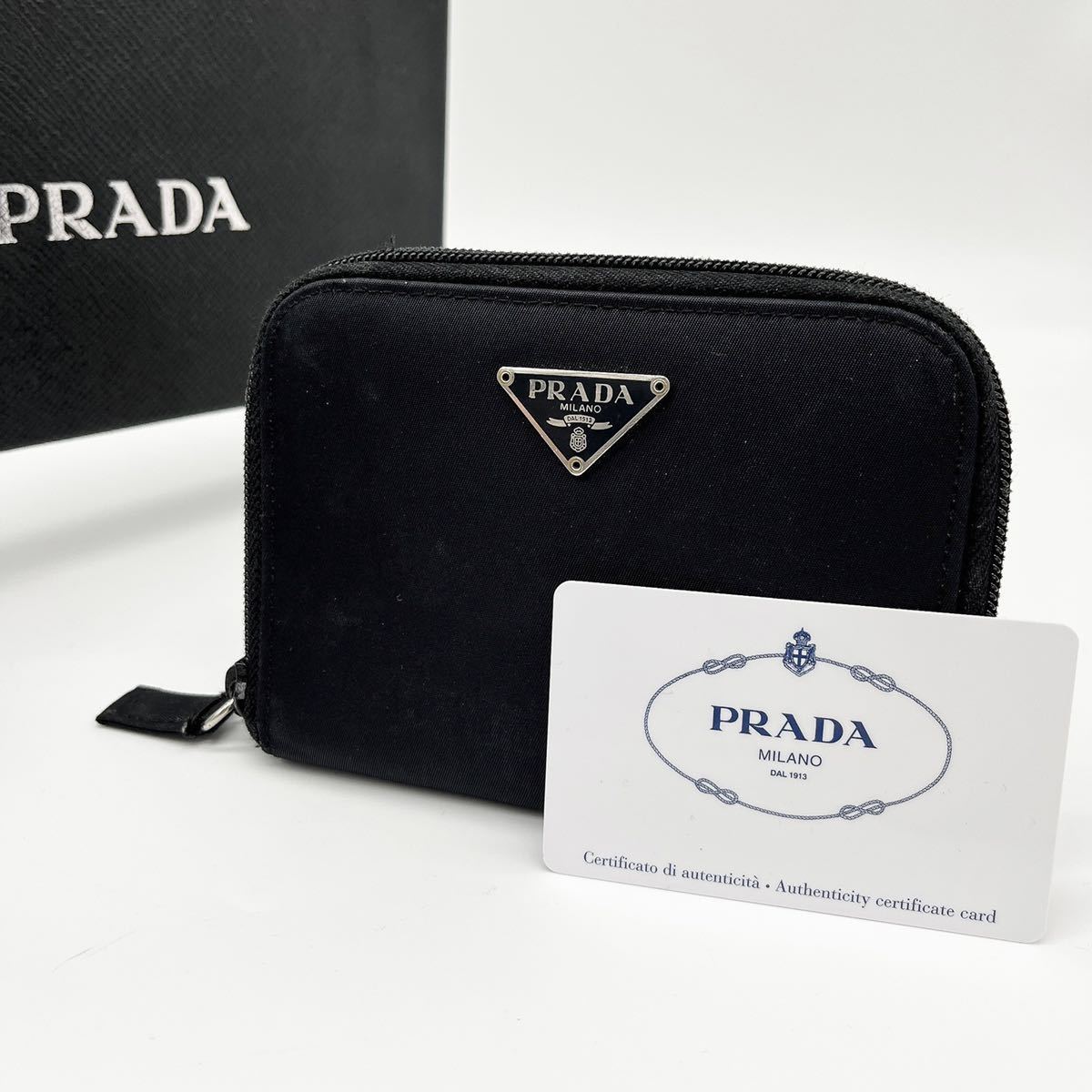 1円【美品】プラダ PRADA 折り財布 ミニ ウォレット 小銭入れ ラウンド 