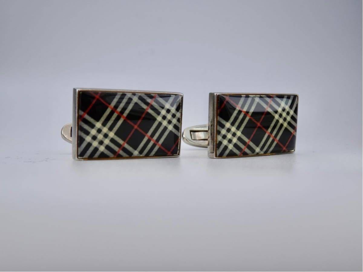 バーバリー マイクロチェック カフス カフリンクス BURBERRY BLACK 