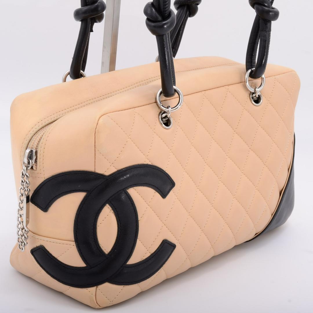 CHANEL シャネル カンボンライン ボーリングバッグ ベージュ系 【公式