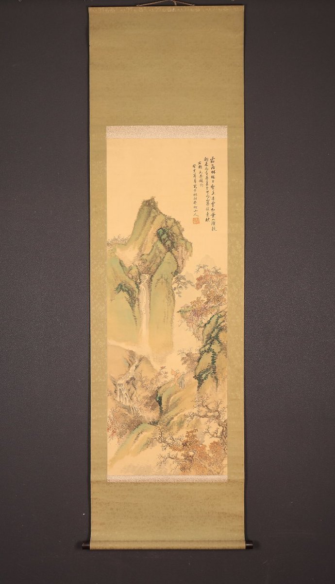 【真作】小室翠雲/秋江獨釣図/山水図/釣舟図/横物/掛軸/名家伝来/AD-281 真作】小室翠雲/秋江獨釣図/山水図/釣舟図/横物/掛軸/名家伝来/AD-281
