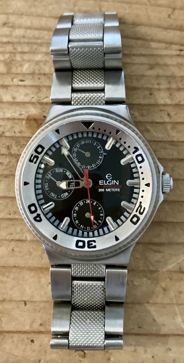 稼働品】エルジンELGIN☆ダイバーズ☆メンズ腕時計☆ドーム型風防