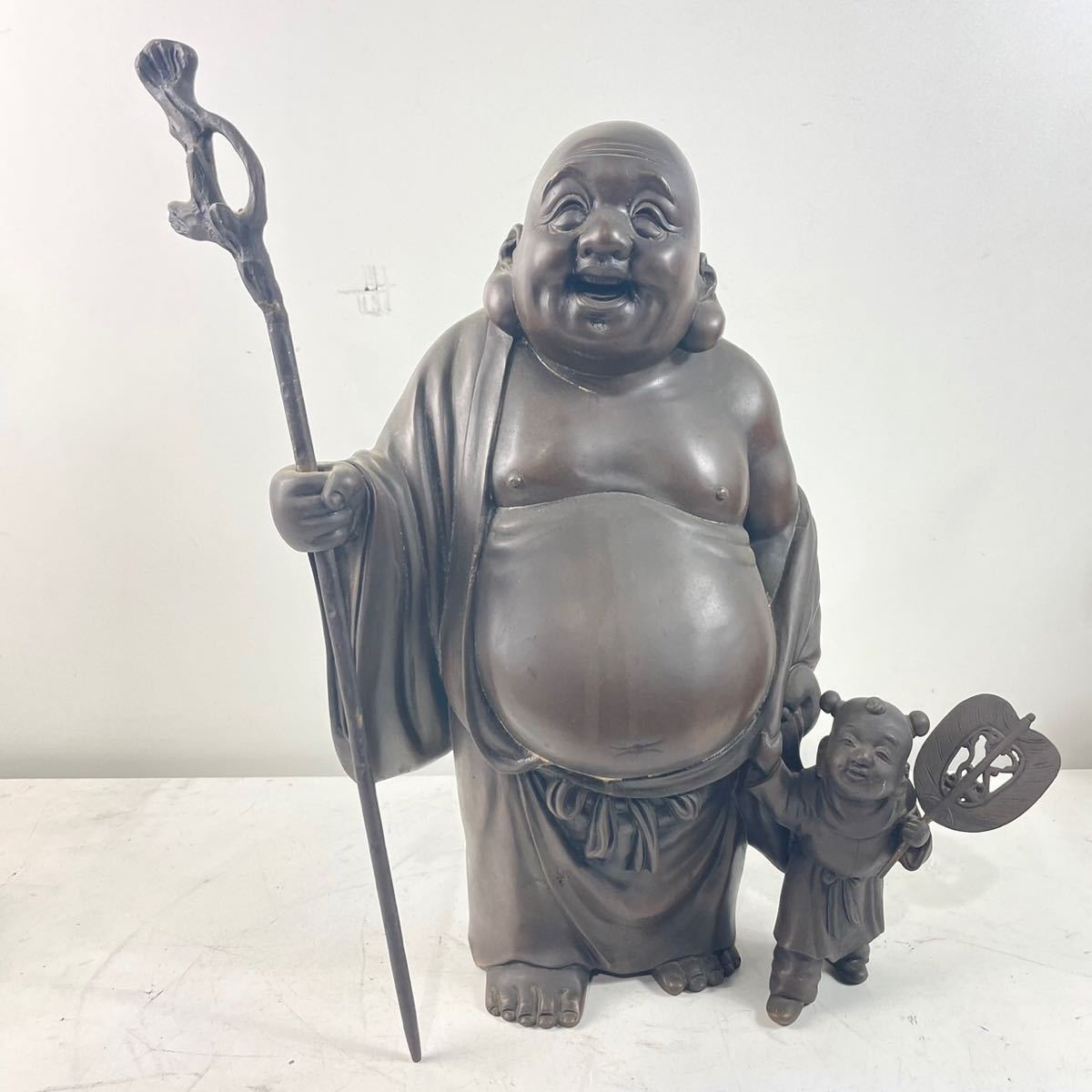 置物 布袋様 七福神 : 布袋さん 木彫り 金運 布袋尊 布袋様の置物 象牙 
