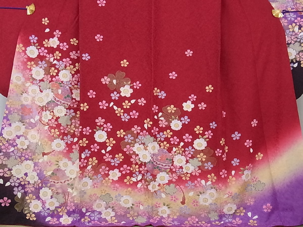 花美人着物□豪華振袖 刺繍 花毬文 暈し染め 金彩 金通し地 逸品 