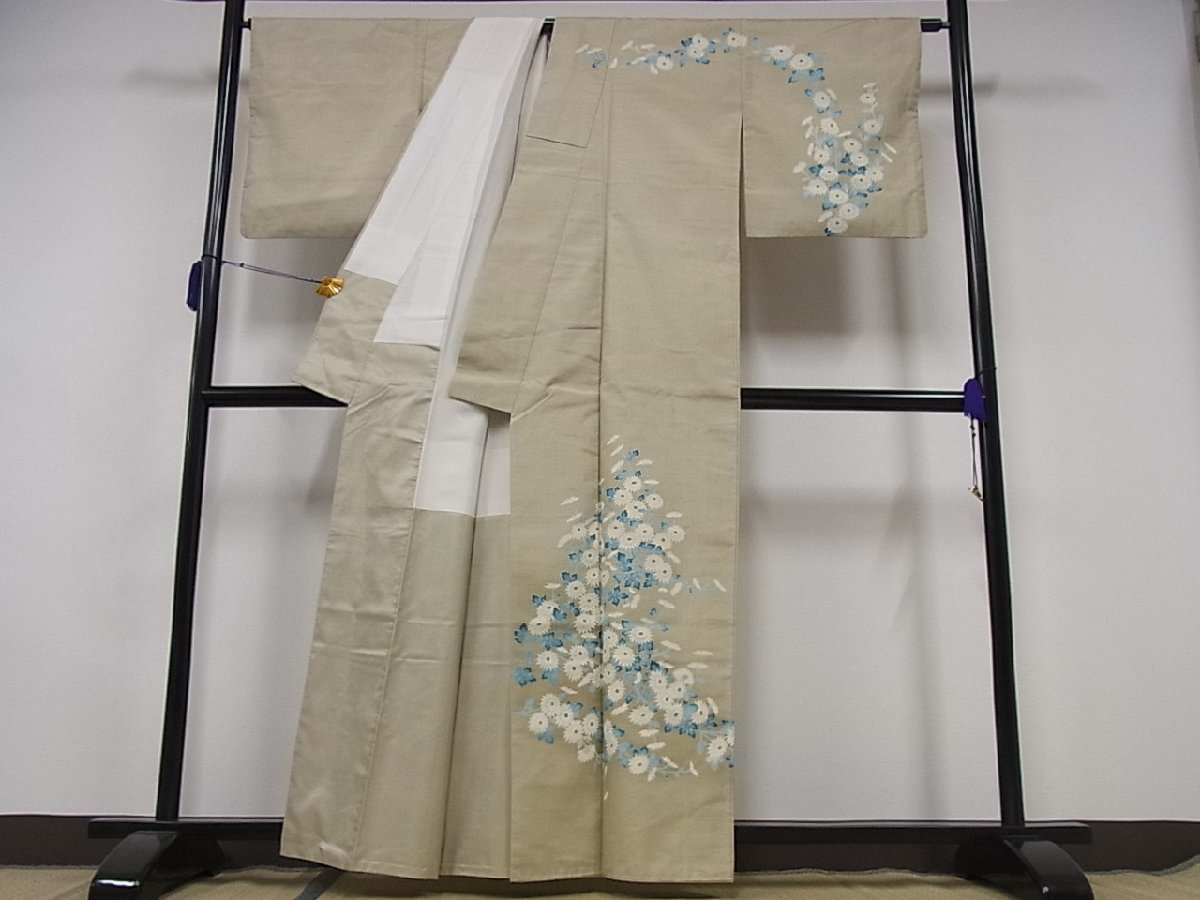 着物屋こころ□本加賀友禅作家 松本雨佳 白山紬 訪問着 枝菊 着丈 