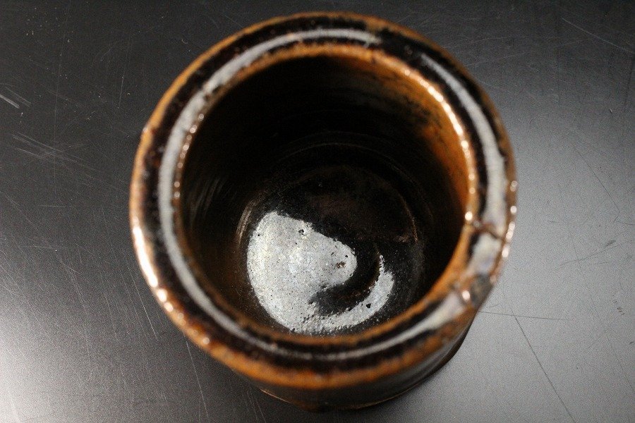 古瀬戸 鎌倉時代 入蘆花（ロカニイル） CE） 黄瀬戸ぐい呑 山盃（1185