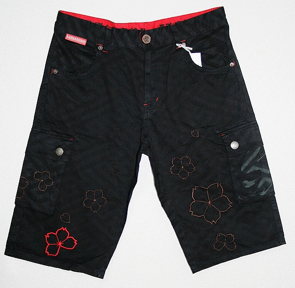 赤字▼定価7，452円▼在庫処分参丸一透かし小紋カーゴショーツXXL