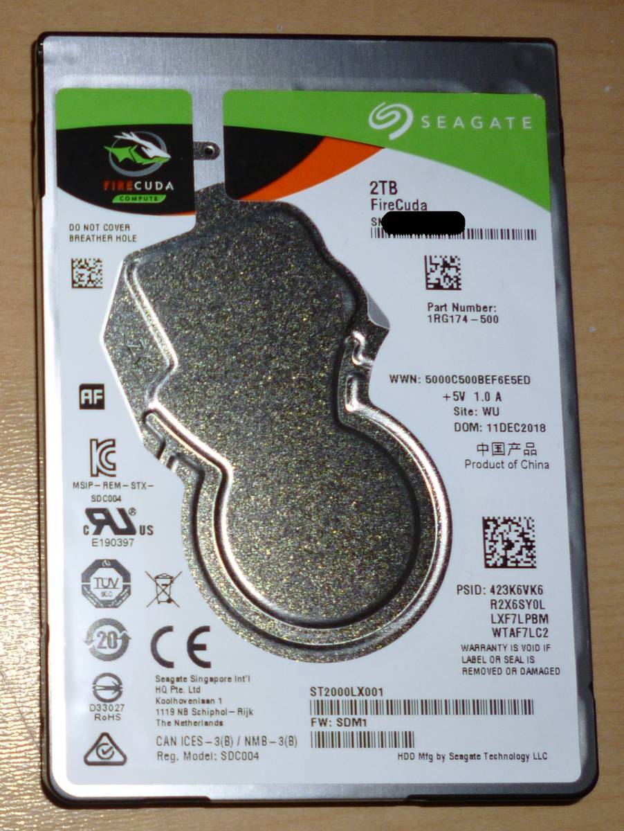 Seagate FireCuda 2.5インチ 2TB 内蔵HDD 中古Seagate FireCuda 2.5