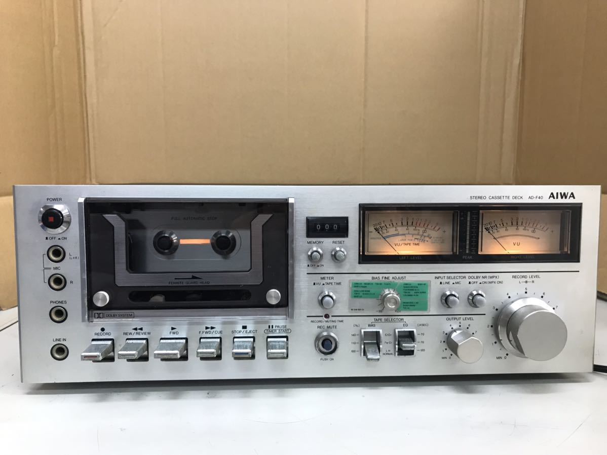 H349/AIWA AD-F40 カセットデッキ ステレオ オーディオ 通電ジャンク品