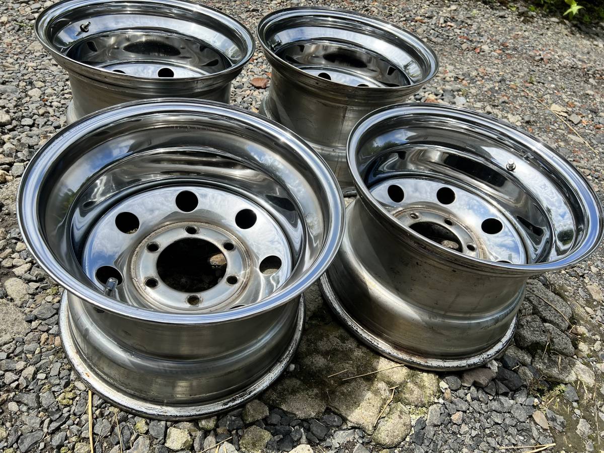 メッキスチール 超深リム 10j x15 インチ 6H 139.7 made in USA 