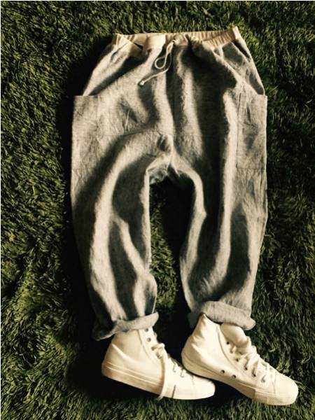 【美品】ハンドメイド リネン パンツ グレー (検) ネストローブ