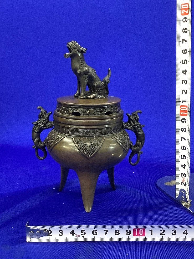 銅製　三足獅子火屋　梅図耳 香炉 銅製 メルカリ Yahoo!オークション 香炉 梅図耳 三足獅子火屋 -#幸雲