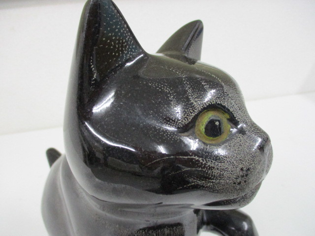 猫 御影石 石像 石彫 置物 オブジェ 詳細不明 保管品 激安1円スタート