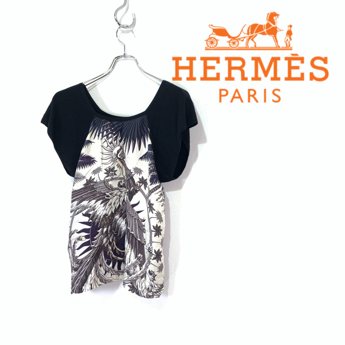HERMES エルメス シルク 切替 ニット セーター size 36(半袖セーター
