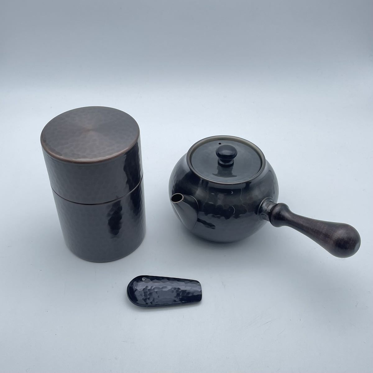 新光堂 純銅 刻印入り 急須 茶筒 茶さじ 煎茶道具 茶器 茶道具 新光堂 純銅 刻印入り 急須 茶筒 茶さじ 煎茶道具 茶器 茶道具