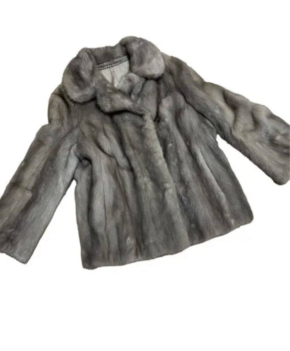 1円スタート高級品 最高級毛皮 ミンクコート リアルファー サファイアミンクハーフコート Mサイズ相当