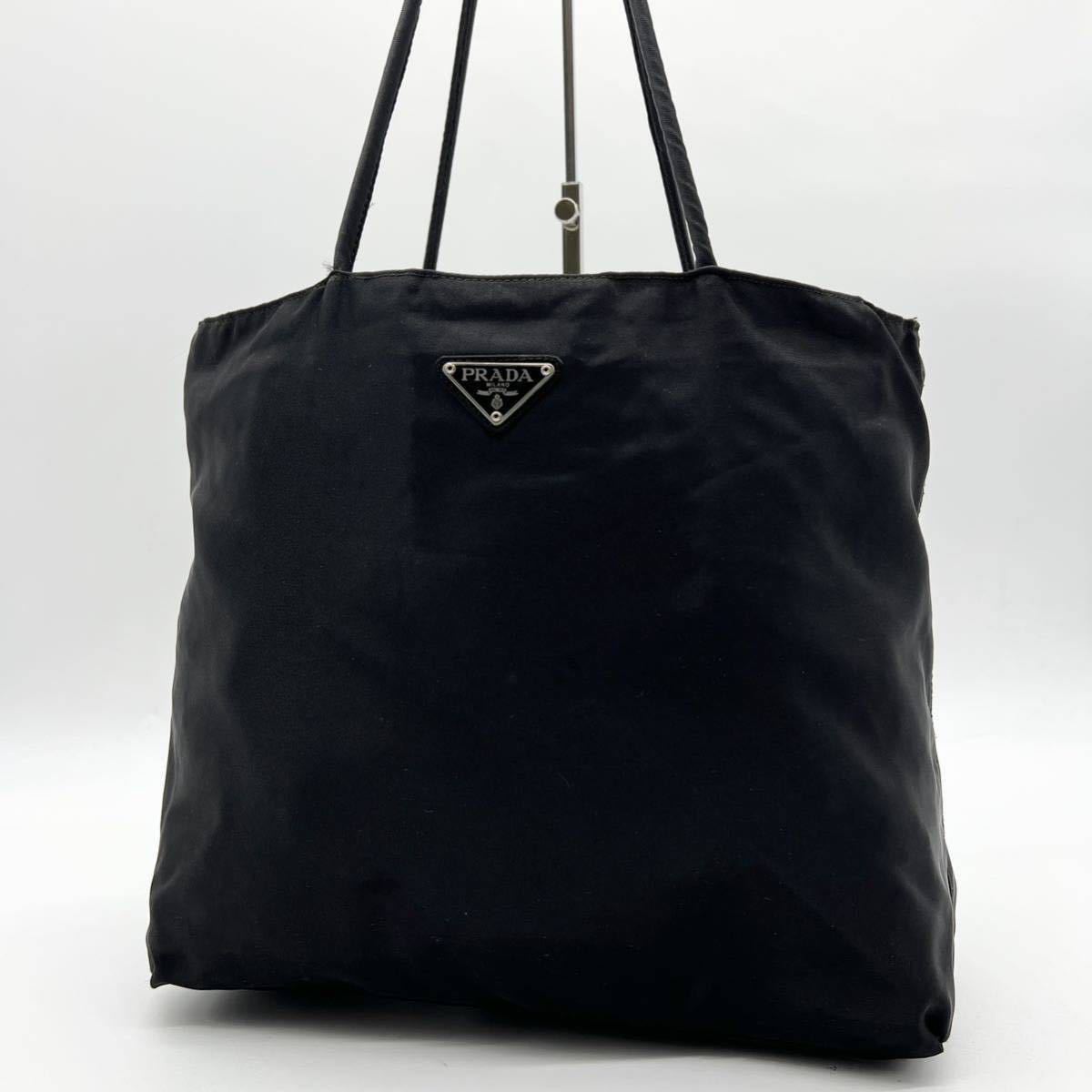 1円 最高級品 PRADA プラダ ナイロン 三角プレート ゴールド金具 