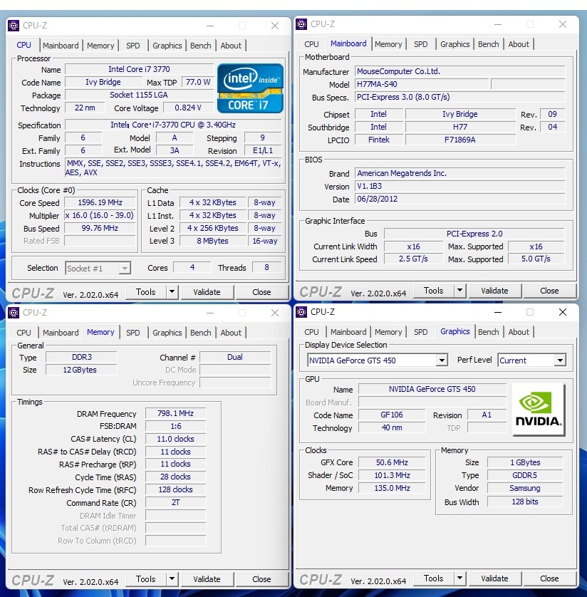 Win11 高速起動!! i7-3770 ・大容量新品SSD512GB・大容量HDD1TB・大