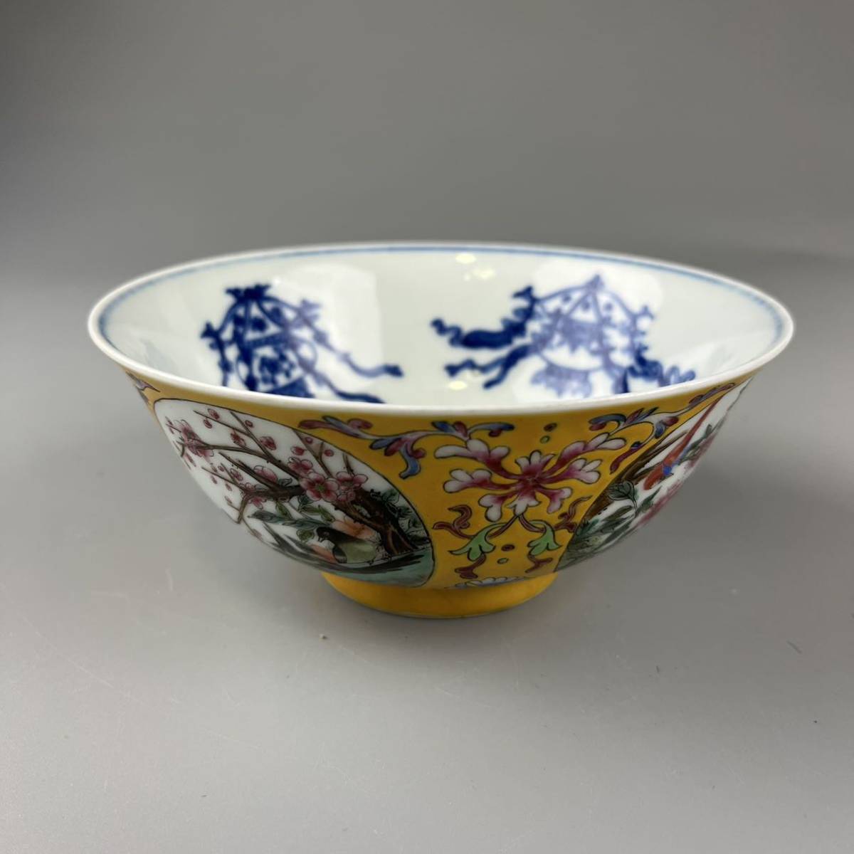 中国美術 唐物 時代物 花鳥 染付 景徳鎮 大清乾隆年 磁器 十錦手 鉢 碗