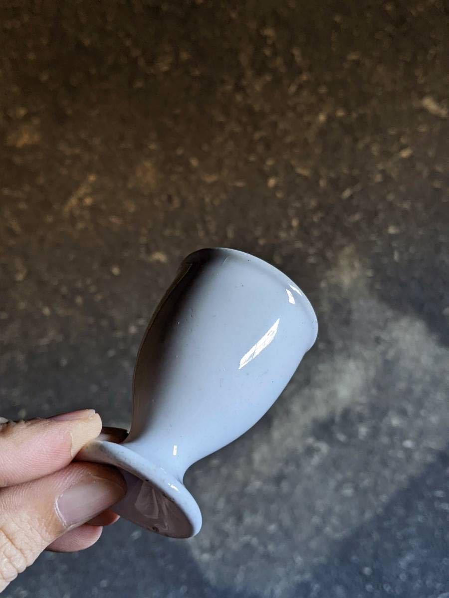 ムスティエ焼き フランス 陶器のエッグスタンド ペア ブロカント