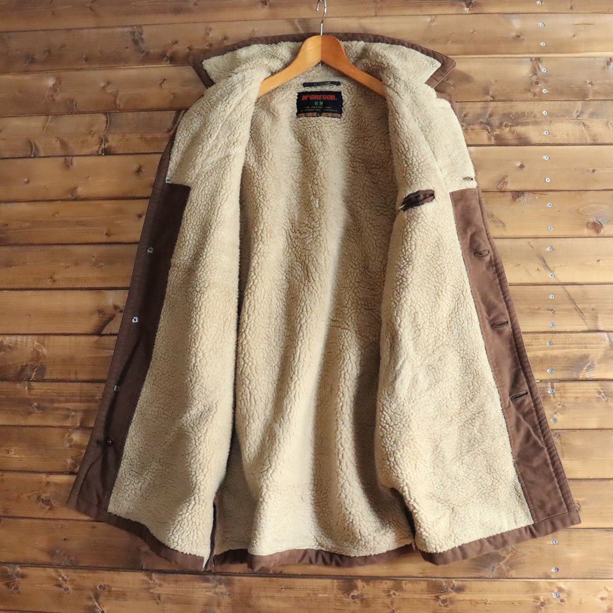 希少 80s マクレガー 裏ボア ランチ コート L チェック柄 ブラウン