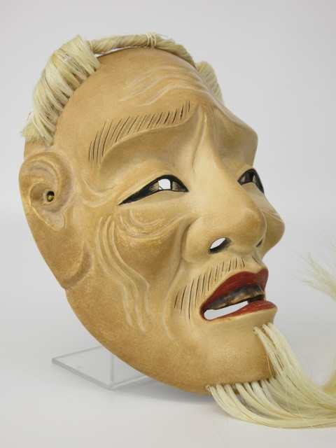 楠本能白 能面「小牛尉」木彫彩色 共箱 検)小尉 高砂 老松 観世流 小牛