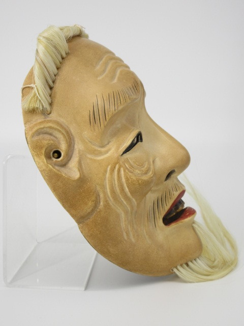 楠本能白 能面「小牛尉」木彫彩色 共箱 検)小尉 高砂 老松 観世流 小牛