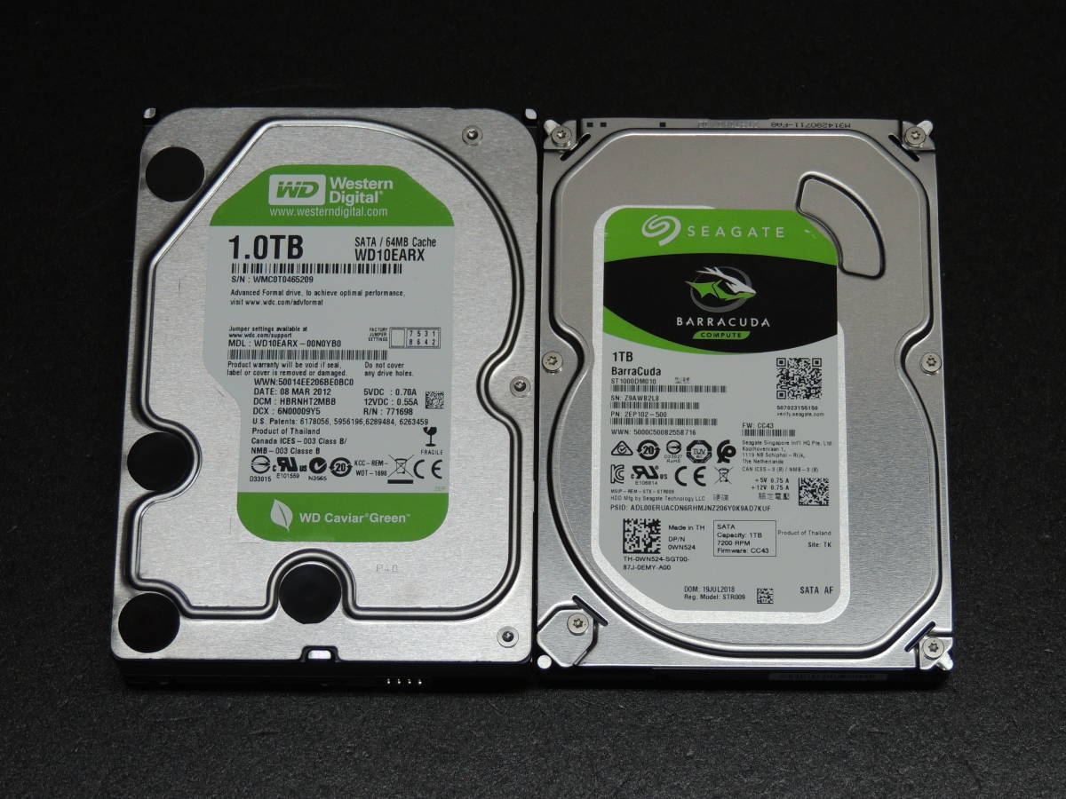  2台まとめ売り/検品済み WD 1TB WD10EARX / Seagate 1TB ST1000DM010 管理:t-20(1TB～)｜売買されたオークション情報、yahooの商品情報をアーカイブ公開 - オークファン 3.5 SerialATA