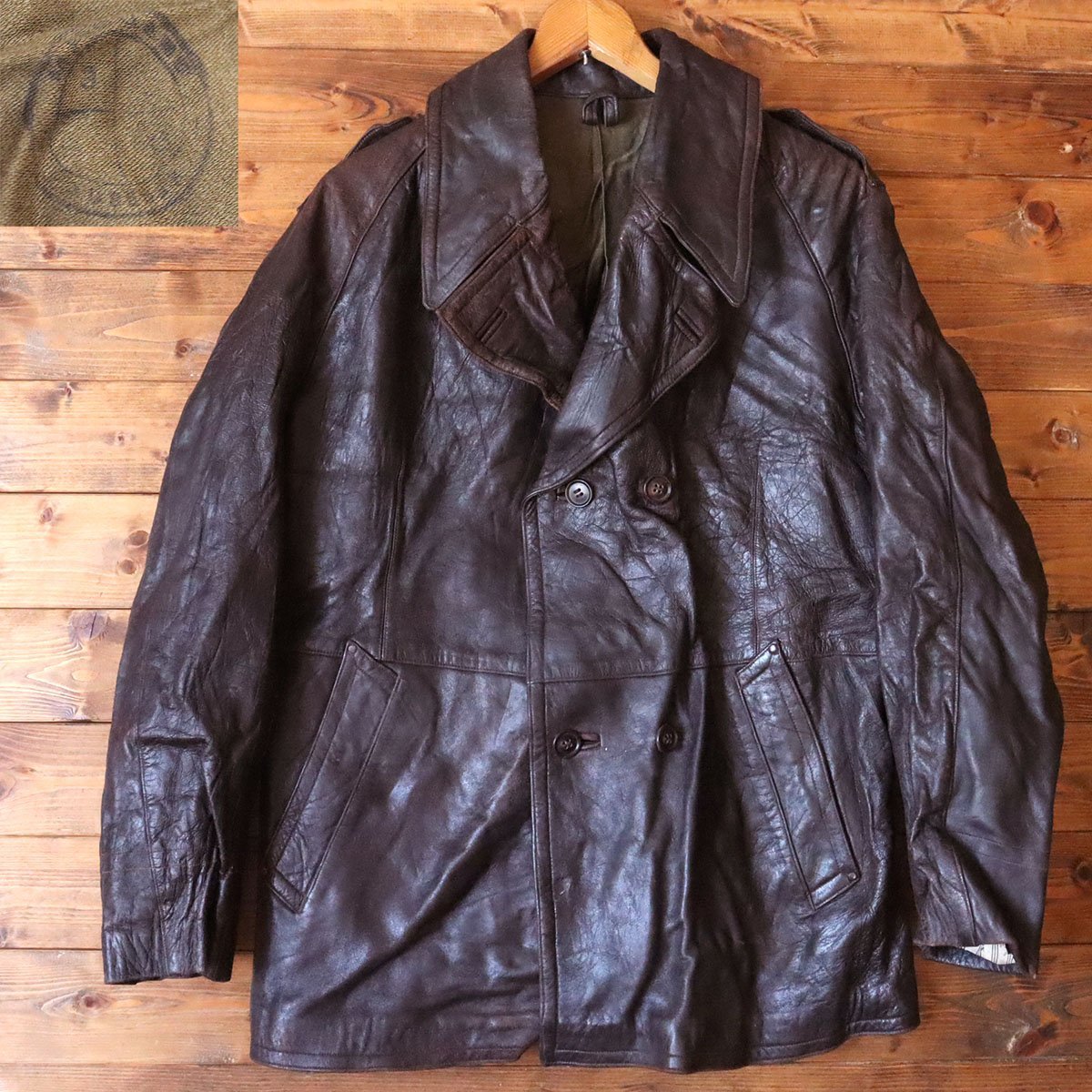 E5S/s12.7-3 40s-50s ビンテージ MAROUAND ダブルブレスト レザーカー 