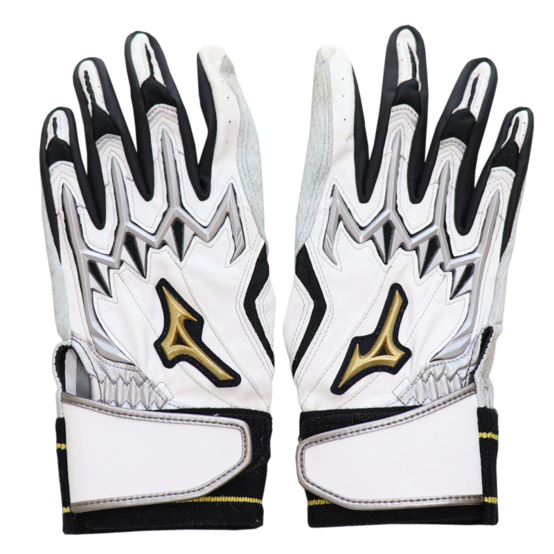 中古【MIZUNO】ミズノプロ バッティンググローブ両手用1ejea20001 ホワイト×ブラック×シルバー 23cm
