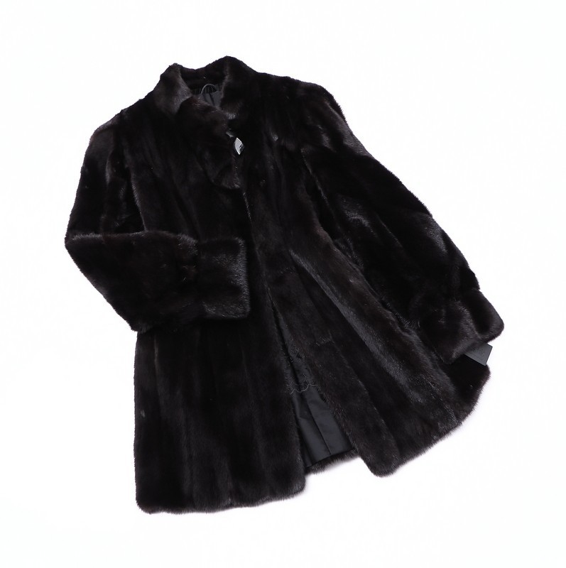 品質保証，100%新品 GM2387 BLACK JEWEL/ブラックジュエル ダークミンク/MINK 裏:花柄刺繍 最高級本毛皮 ファー/セミロングコート 濃茶 sizeF/着丈81(ミンク)｜売買されたオークション情報、yahooの商品情報をアーカイブ ミンク