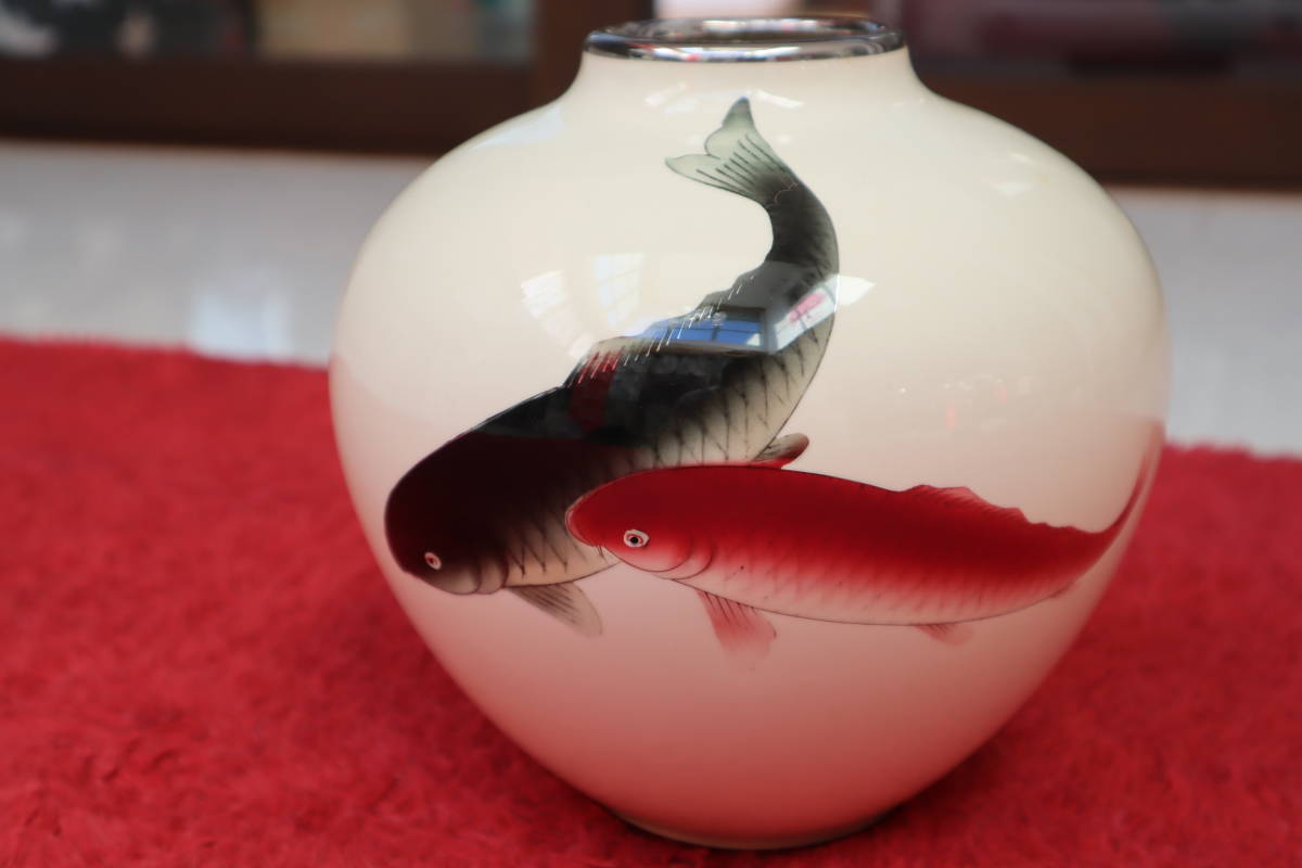 七宝焼 花瓶 時代物 UT150 古七宝 極上品 細密細工 初だし品 愛知大兵作