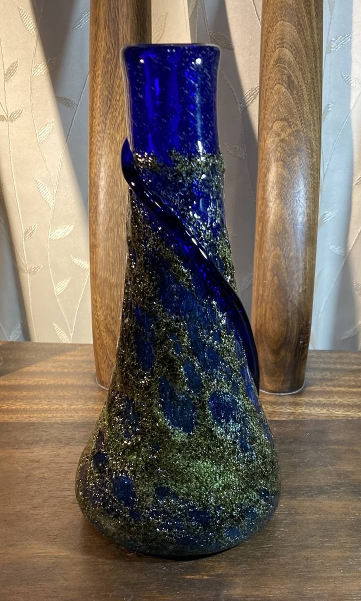 希少！／稲嶺盛吉／花瓶／琉球ガラス／民芸品【未使用品】 稲嶺盛吉「花瓶」琉球ガラス 未使用 真作保証 送料無料(工芸ガラス