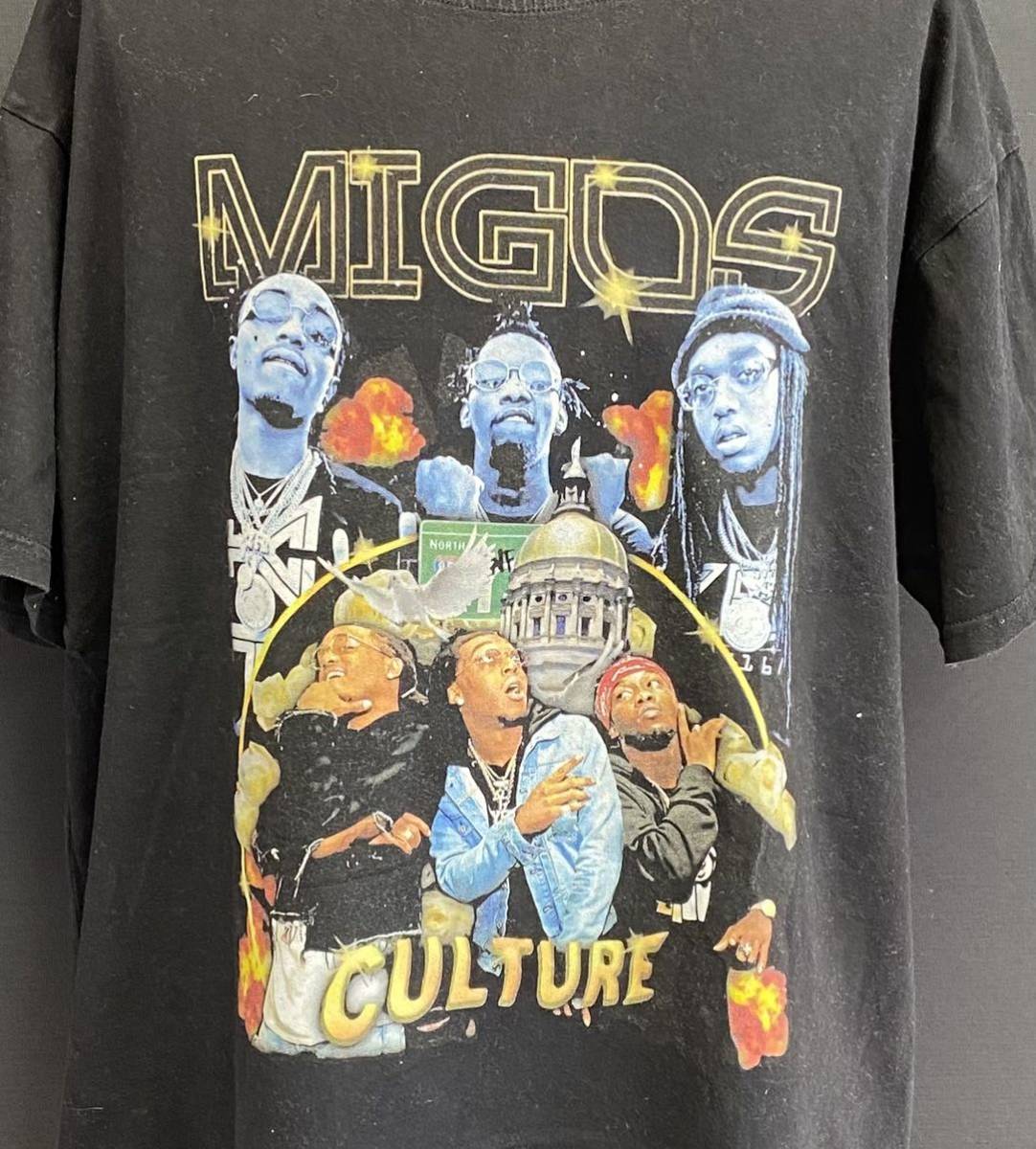 Soft Style Migos Culture S/S Tee ソフトスタイル ミーゴス ショートスリーブ Tシャツ size 2XL ブラック フォト プリント 半袖 - Migos Culture Star-Studded Track Custom