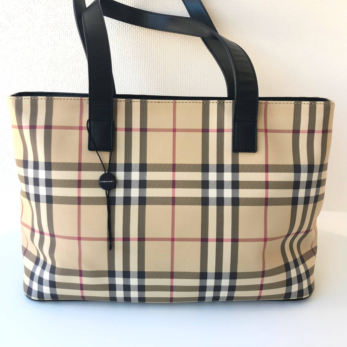神103-51☆ バーバリー BURBERRY ノバチェック トートバッグ ベージュ 