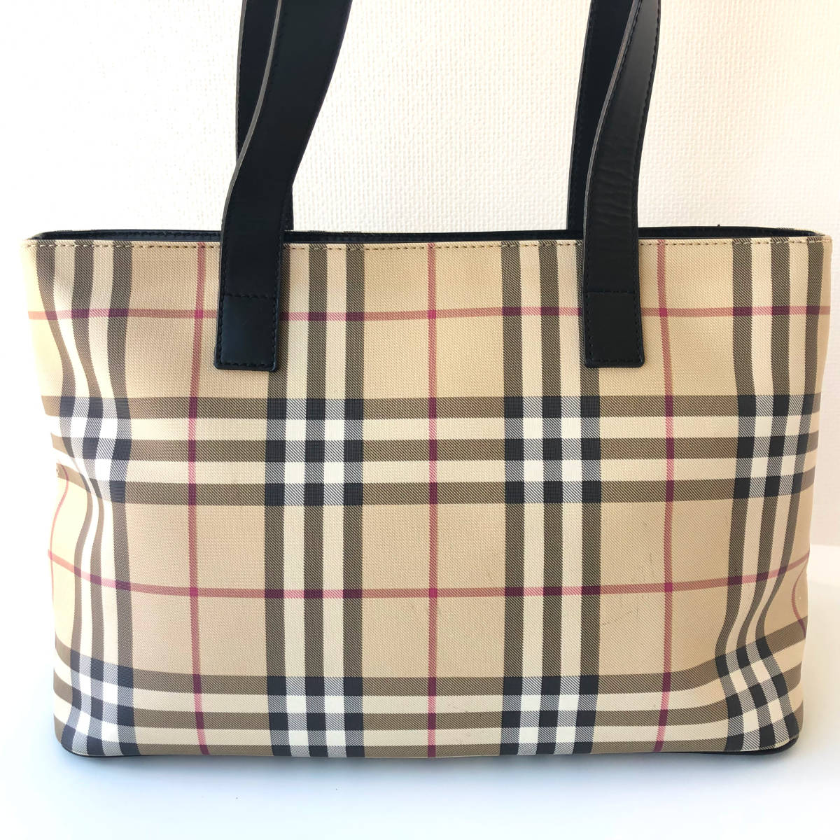 神103-51☆ バーバリー BURBERRY ノバチェック トートバッグ ベージュ 