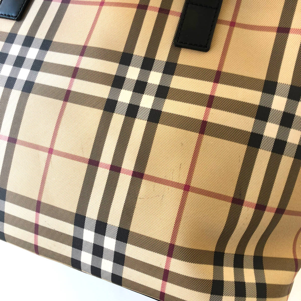神103-51☆ バーバリー BURBERRY ノバチェック トートバッグ ベージュ 