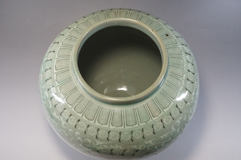 M186◇韓国人間国宝【池順鐸】 高麗青磁大花瓶 共箱付 高25.3cm 大壺