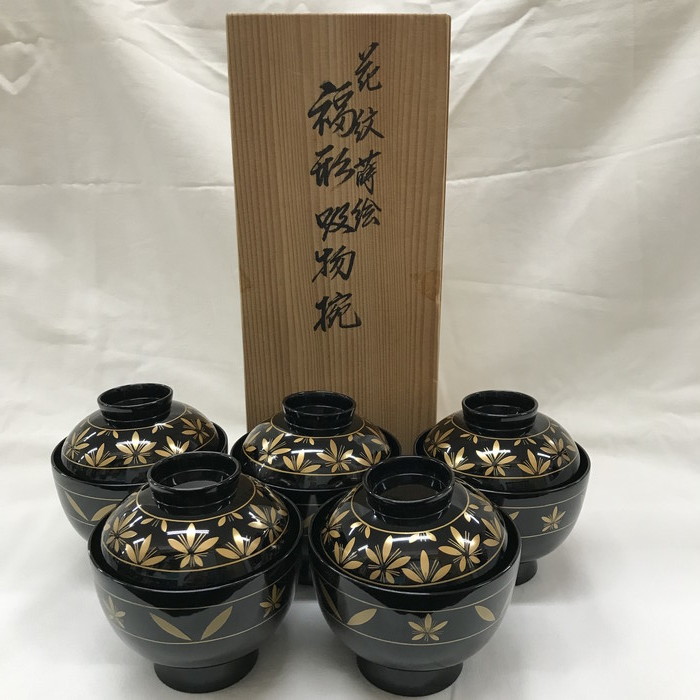 溜塗 輪島塗 慶塚茶托5客 輪島塗の漆塗茶托5客揃 | 陶器・着物・家具