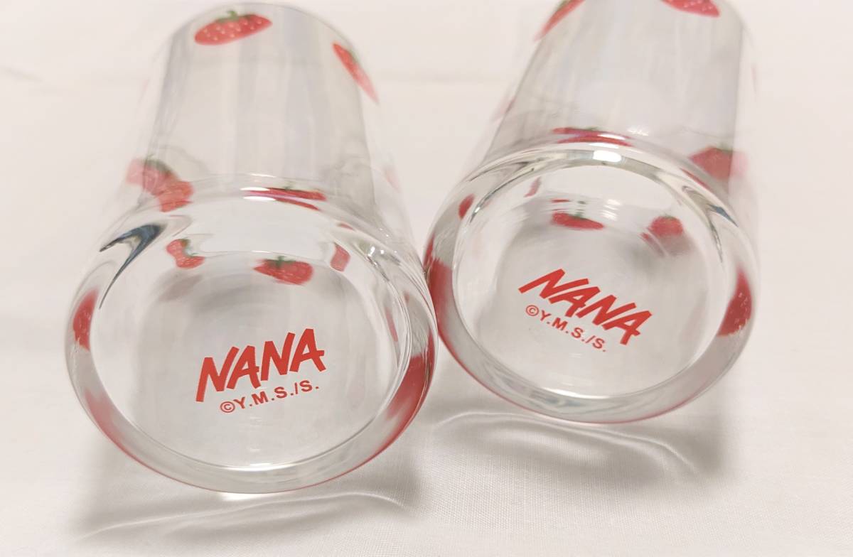 矢沢あい展 NANA いちご柄 ガラスコップ 2個セット 希少 NANAいちご