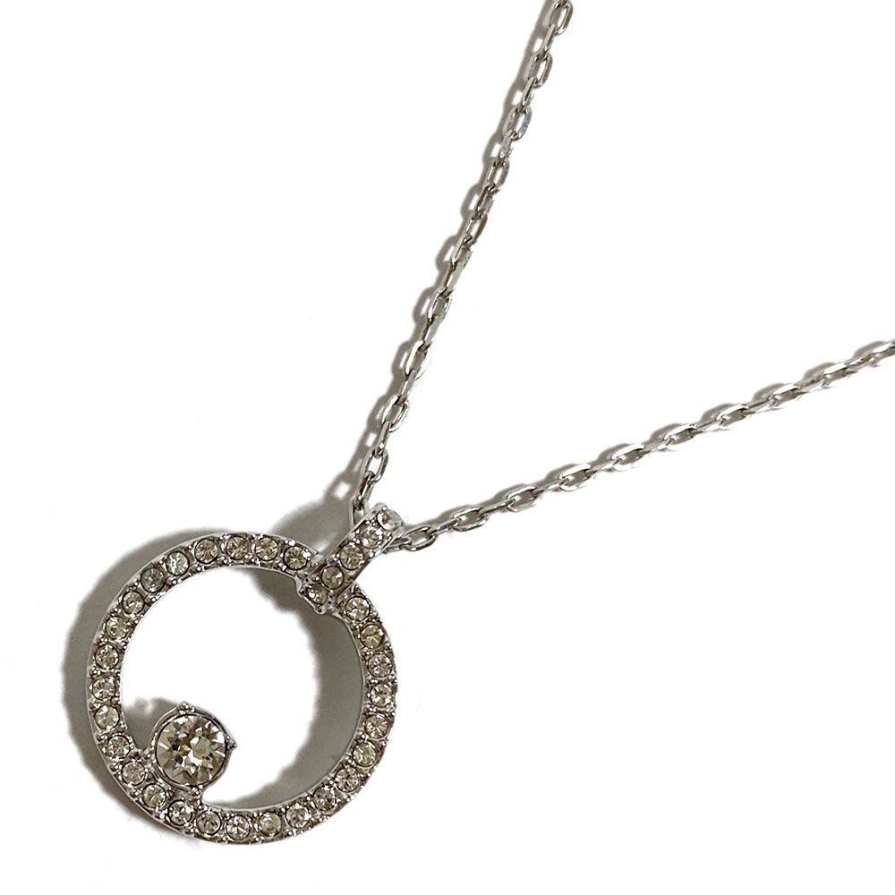 Swarovski スワロフスキー ネックレス 金属素材 シルバー 中古ABランク ワンポイント パヴェ