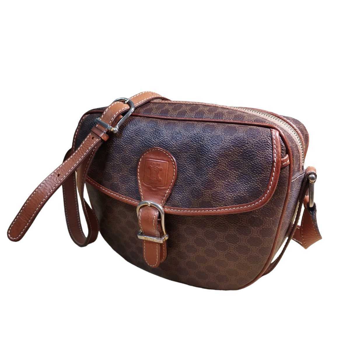 1円【超美品】CELINE セリーヌ マカダム ショルダーバッグ PVC レザー 