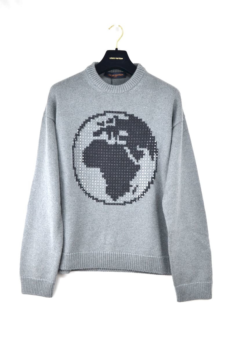 新品 定価60万 LOUIS VUITTON ルイヴィトン LV グラス パッチ ニット セーター ウール100% サイズ XL 