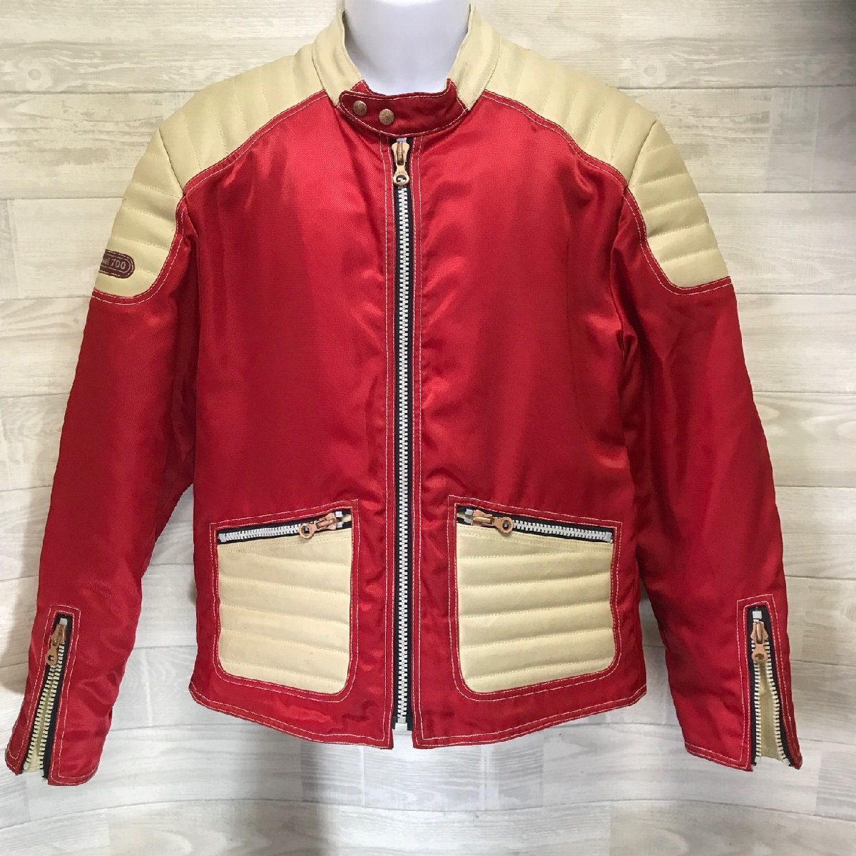 DIESEL ディーゼル カウレザー ライダースジャケット レッド ナイロン 革ジャン MOTOR JACKET racing jakct DIESEL ディーゼル レザー [Diesel] [ディーゼル XS