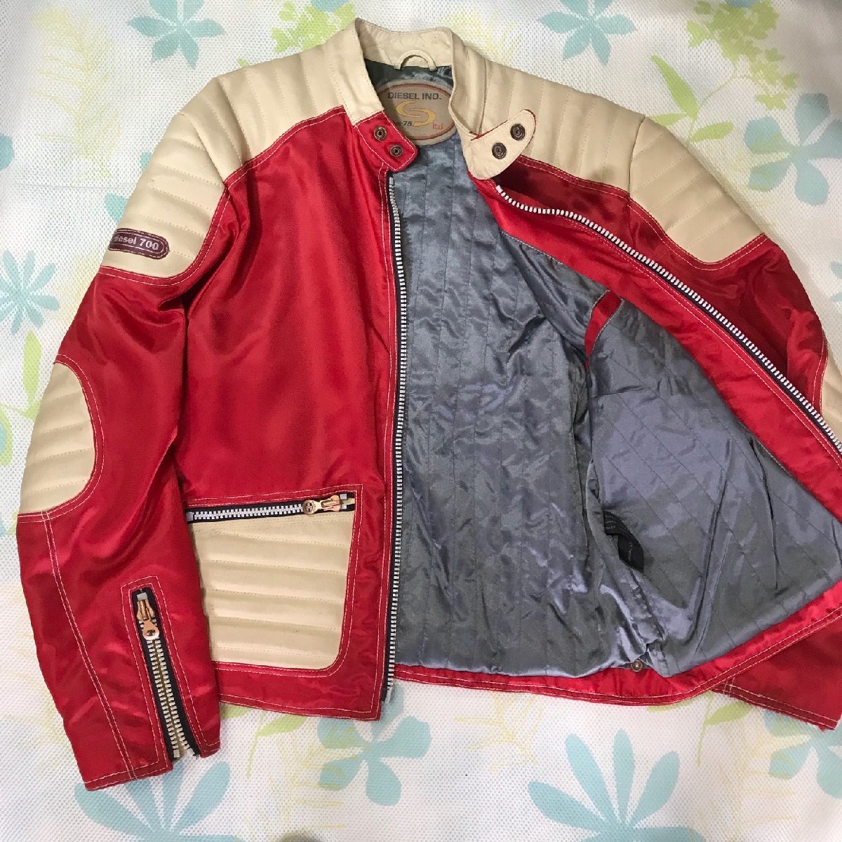 DIESEL ディーゼル カウレザー ライダースジャケット レッド ナイロン 革ジャン MOTOR JACKET racing jakct DIESEL ディーゼル レザー [Diesel] [ディーゼル XS