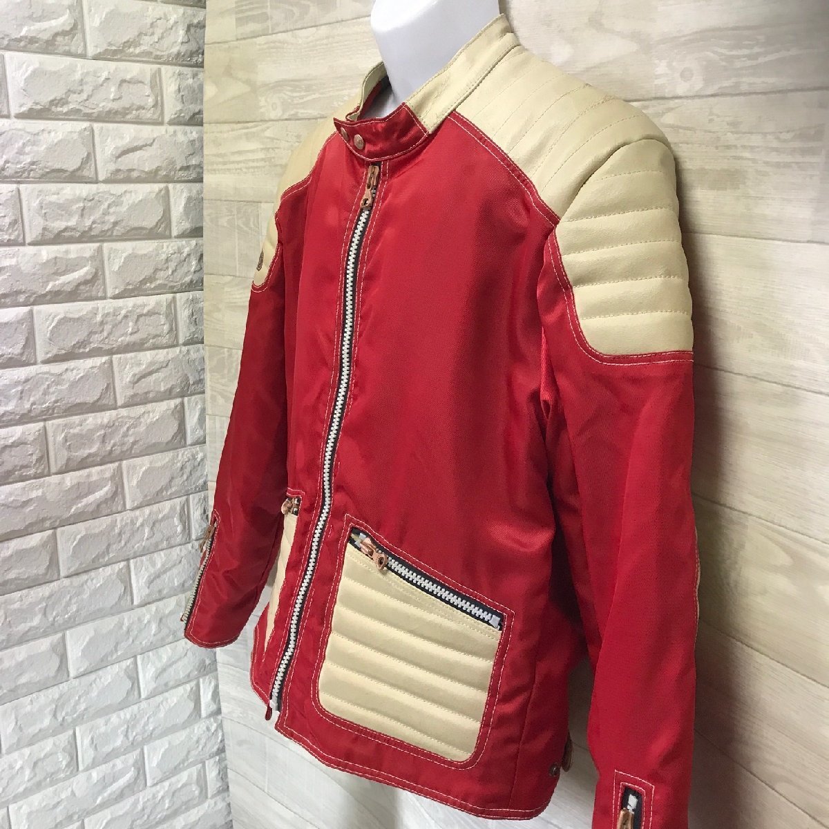 DIESEL ディーゼル カウレザー ライダースジャケット レッド ナイロン 革ジャン MOTOR JACKET racing jakct DIESEL ディーゼル レザー [Diesel] [ディーゼル XS