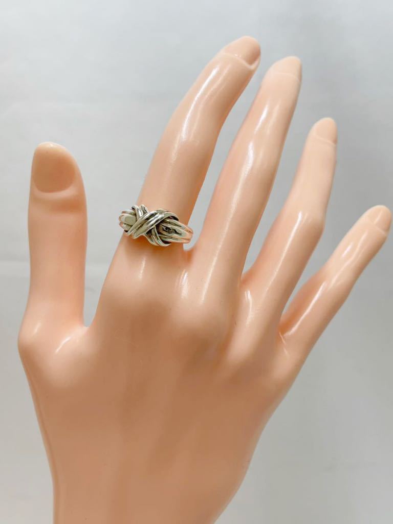 KT1220 TIFFANY&Co. /ティファニー リング 指輪 1990 クロス シグネチャー SILVER925製 11〜12号 巾着、箱付き