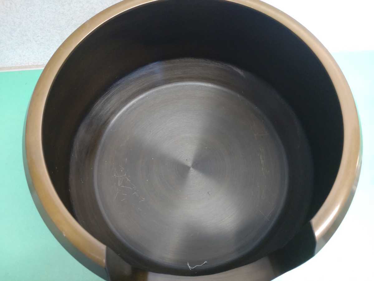 ○ 唐銅 風炉 道安 中磨 面取 上鍋長色 高さ20×幅34.5cm 上部30.5cm